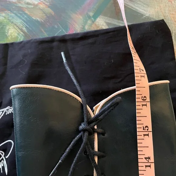 LAST Fluevog Mini Sugar Knee High Lace Up Boot Size 6.5 Blue Leather Corset Goth - Picture 9 of 16